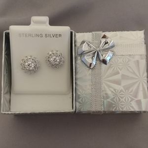 NIB 925 Sterling Silver Earrings Starburst